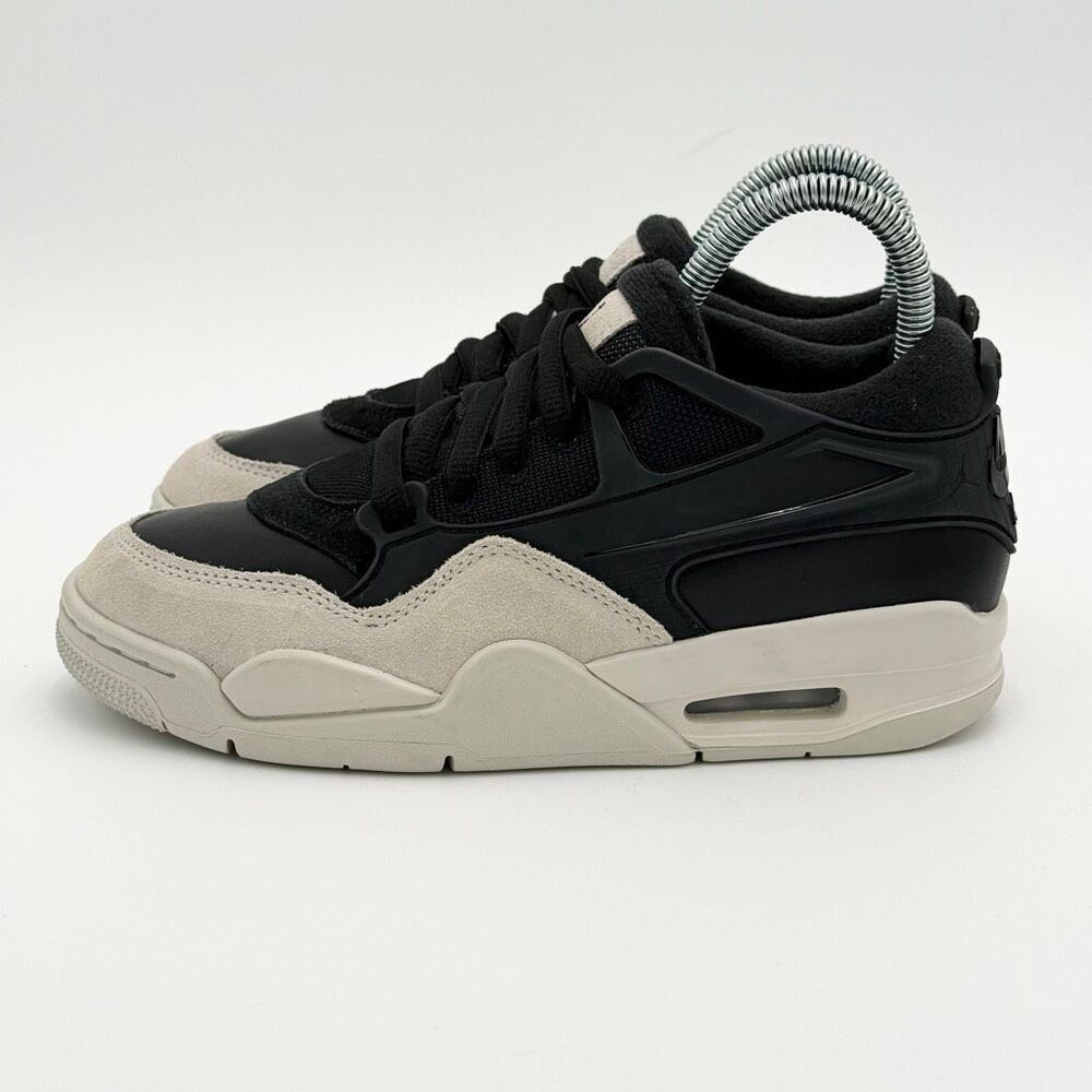 Nike Air Jordan 4 RM Black Light Bone Suede Low Lace Up Big Kids Sneakers Athlet - Picture 6 of 13